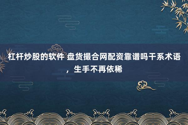 杠杆炒股的软件 盘货撮合网配资靠谱吗干系术语，生手不再依稀