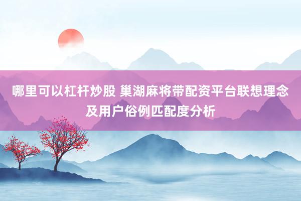 哪里可以杠杆炒股 巢湖麻将带配资平台联想理念及用户俗例匹配度分析