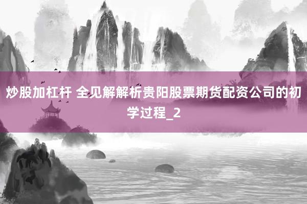 炒股加杠杆 全见解解析贵阳股票期货配资公司的初学过程_2