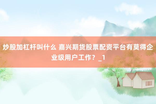 炒股加杠杆叫什么 嘉兴期货股票配资平台有莫得企业级用户工作？_1