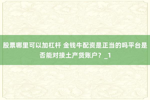 股票哪里可以加杠杆 金钱牛配资是正当的吗平台是否能对接土产货账户？_1