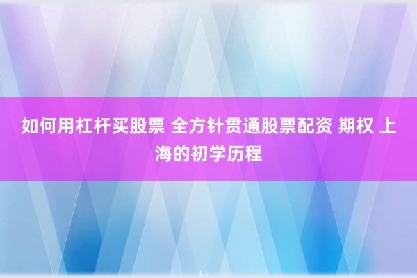 如何用杠杆买股票 全方针贯通股票配资 期权 上海的初学历程