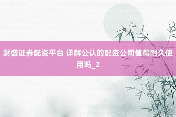 财盛证券配资平台 详解公认的配资公司值得耐久使用吗_2