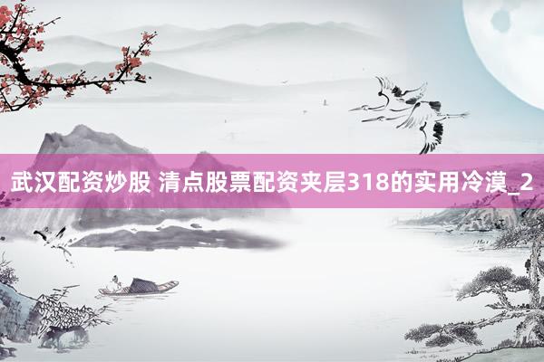 武汉配资炒股 清点股票配资夹层318的实用冷漠_2