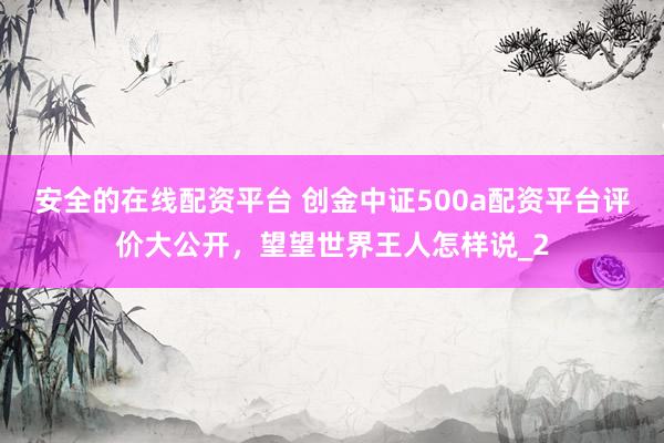 安全的在线配资平台 创金中证500a配资平台评价大公开，望望世界王人怎样说_2