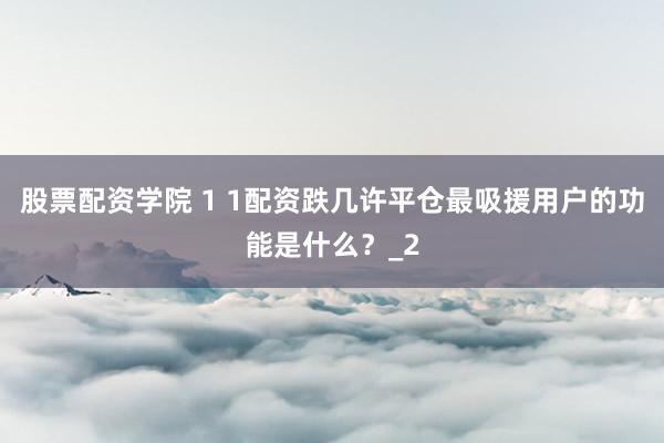 股票配资学院 1 1配资跌几许平仓最吸援用户的功能是什么?_2