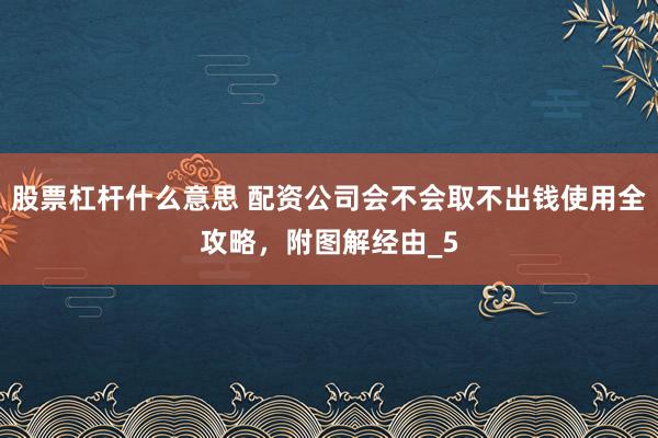 股票杠杆什么意思 配资公司会不会取不出钱使用全攻略，附图解经由_5