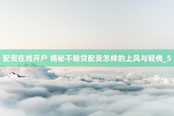 配资在线开户 揭秘不睦贷配资怎样的上风与轻佻_5