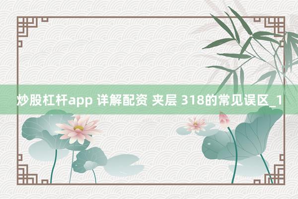 炒股杠杆app 详解配资 夹层 318的常见误区_1
