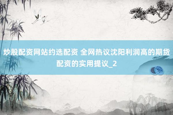 炒股配资网站约选配资 全网热议沈阳利润高的期货配资的实用提议_2