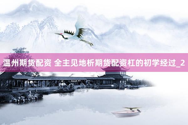 温州期货配资 全主见地析期货配资杠的初学经过_2