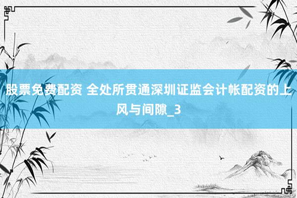 股票免费配资 全处所贯通深圳证监会计帐配资的上风与间隙_3