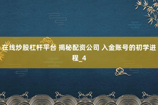 在线炒股杠杆平台 揭秘配资公司 入金账号的初学进程_4