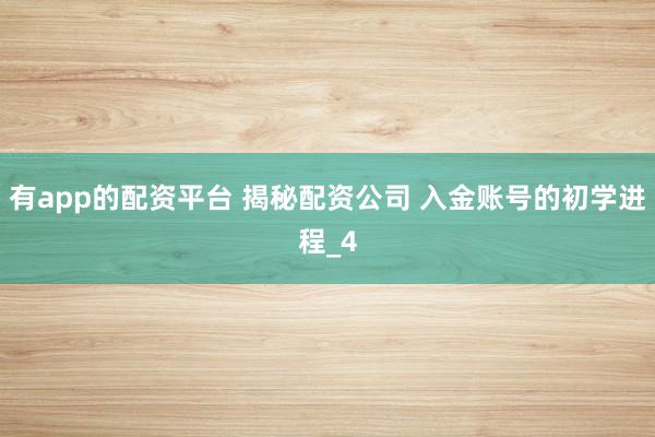 有app的配资平台 揭秘配资公司 入金账号的初学进程_4
