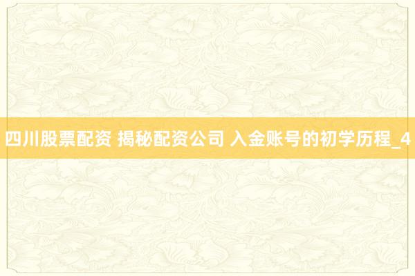 四川股票配资 揭秘配资公司 入金账号的初学历程_4