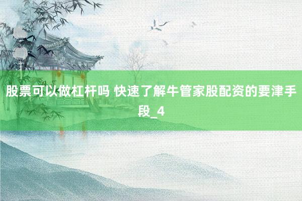 股票可以做杠杆吗 快速了解牛管家股配资的要津手段_4