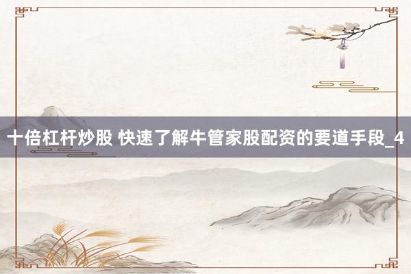 十倍杠杆炒股 快速了解牛管家股配资的要道手段_4