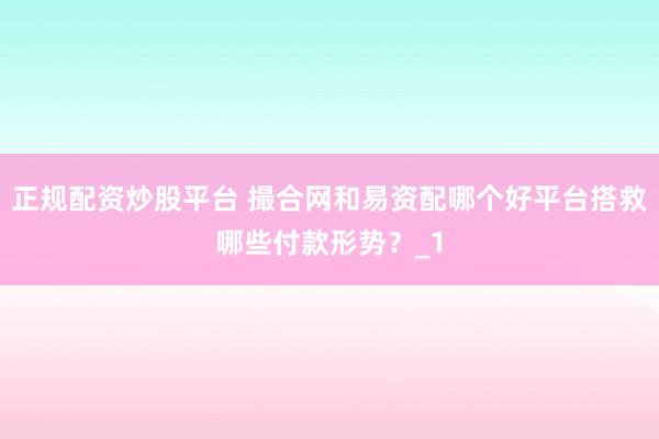正规配资炒股平台 撮合网和易资配哪个好平台搭救哪些付款形势？_1