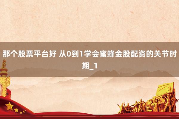 那个股票平台好 从0到1学会蜜蜂金股配资的关节时期_1