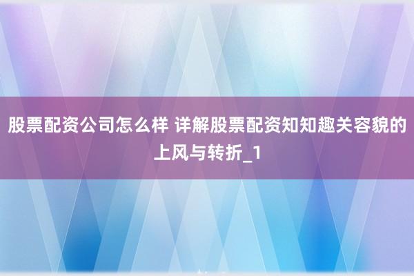 股票配资公司怎么样 详解股票配资知知趣关容貌的上风与转折_1