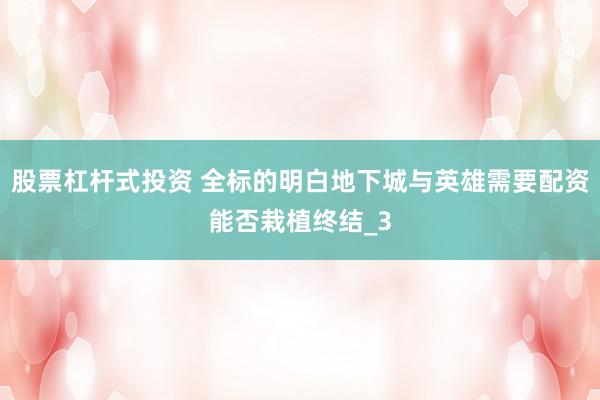 股票杠杆式投资 全标的明白地下城与英雄需要配资能否栽植终结_3