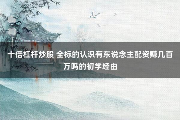 十倍杠杆炒股 全标的认识有东说念主配资赚几百万吗的初学经由
