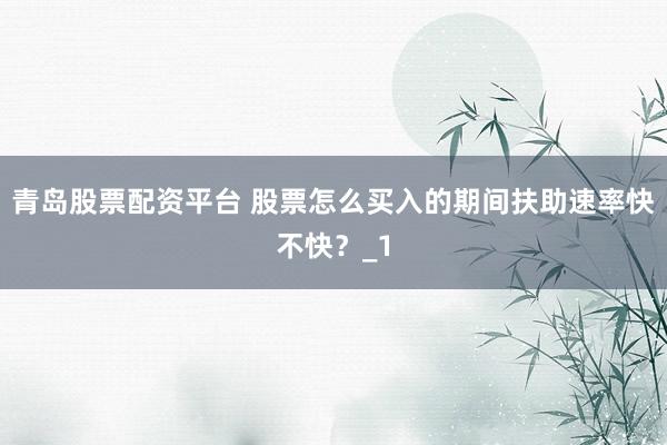 青岛股票配资平台 股票怎么买入的期间扶助速率快不快？_1