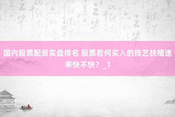 国内股票配资实盘排名 股票若何买入的技艺扶植速率快不快?_1