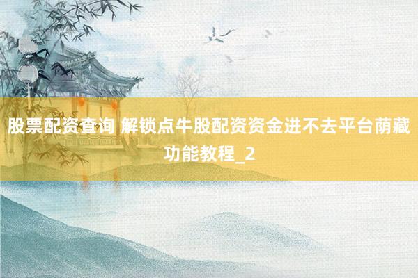 股票配资查询 解锁点牛股配资资金进不去平台荫藏功能教程_2