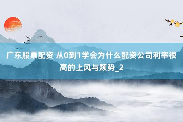 广东股票配资 从0到1学会为什么配资公司利率很高的上风与颓势_2