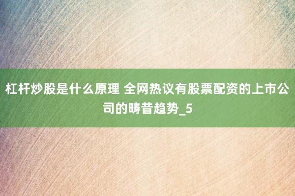 杠杆炒股是什么原理 全网热议有股票配资的上市公司的畴昔趋势_5