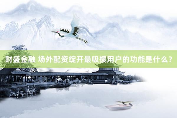 财盛金融 场外配资绽开最吸援用户的功能是什么？