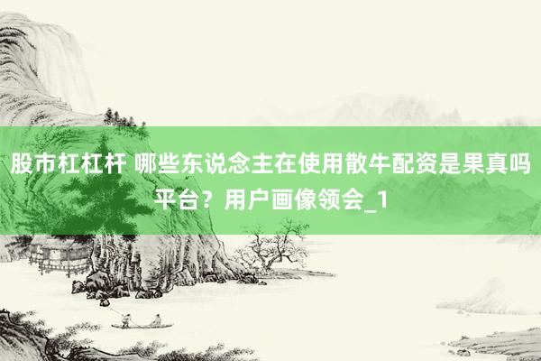 股市杠杠杆 哪些东说念主在使用散牛配资是果真吗平台？用户画像领会_1