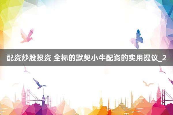 配资炒股投资 全标的默契小牛配资的实用提议_2