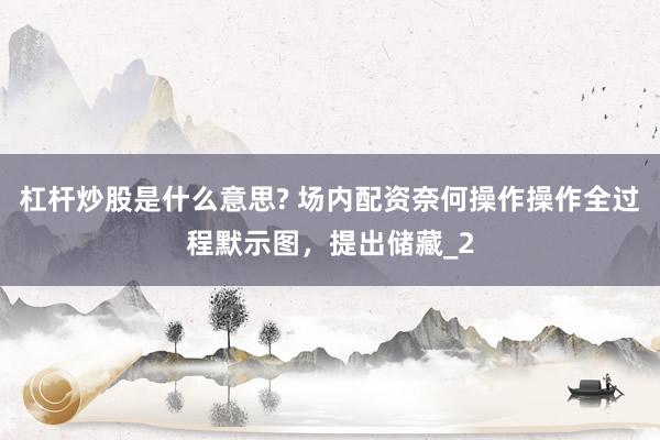 杠杆炒股是什么意思? 场内配资奈何操作操作全过程默示图，提出储藏_2
