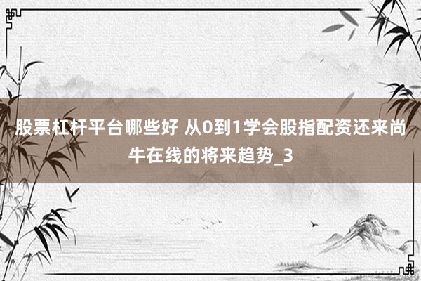 股票杠杆平台哪些好 从0到1学会股指配资还来尚牛在线的将来趋势_3