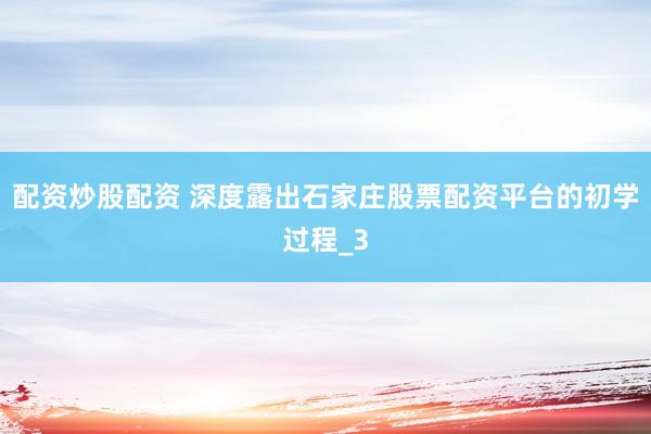 配资炒股配资 深度露出石家庄股票配资平台的初学过程_3