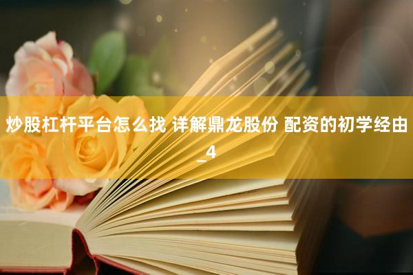炒股杠杆平台怎么找 详解鼎龙股份 配资的初学经由_4