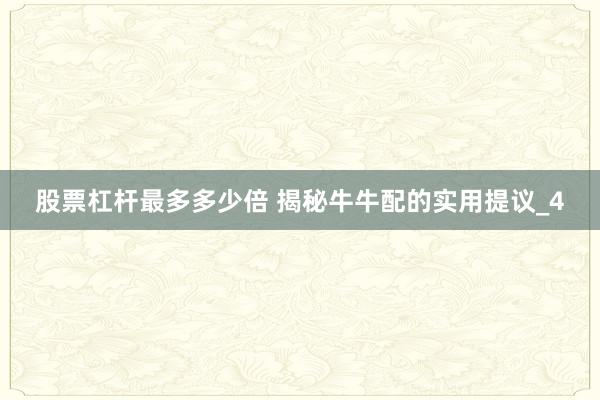股票杠杆最多多少倍 揭秘牛牛配的实用提议_4