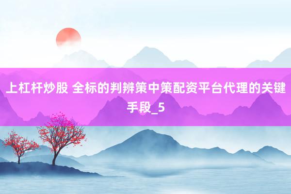 上杠杆炒股 全标的判辨策中策配资平台代理的关键手段_5