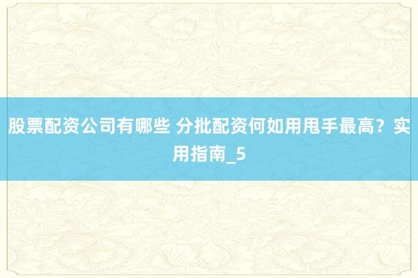 股票配资公司有哪些 分批配资何如用甩手最高？实用指南_5